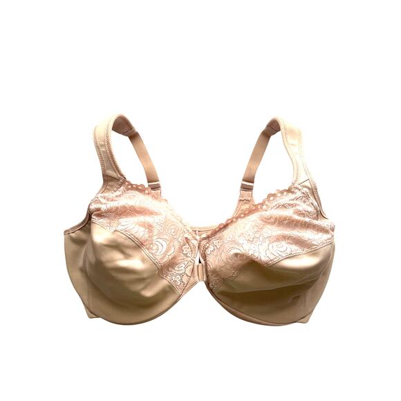 Glamorise Front-Closure WonderWire Bra Tan (Cafe) underwire unpadded lace 40F - Picture 1 of 8